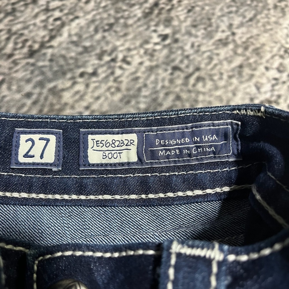 Miss Me Jeans Womens 27x32 Blue Boot Cut Low Rise Rhinestones Western Grunge Y2K - Picture 6 of 15